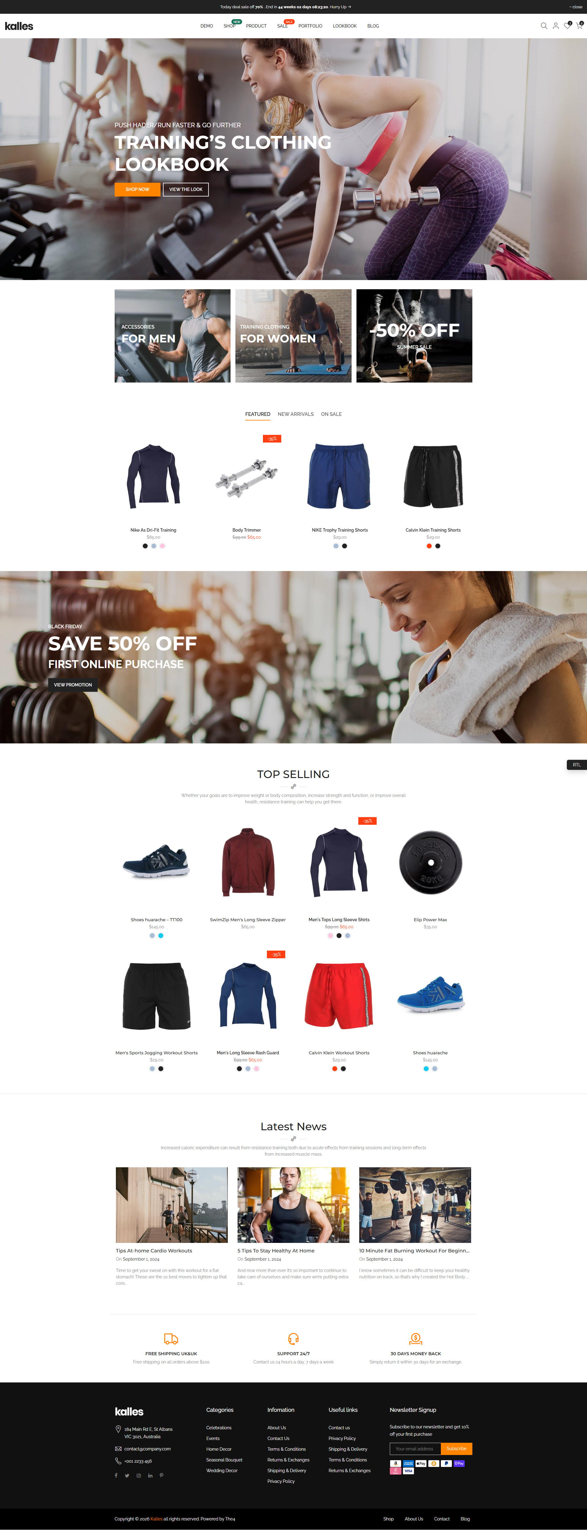 Kalles-Sportswear and Fitness gear.